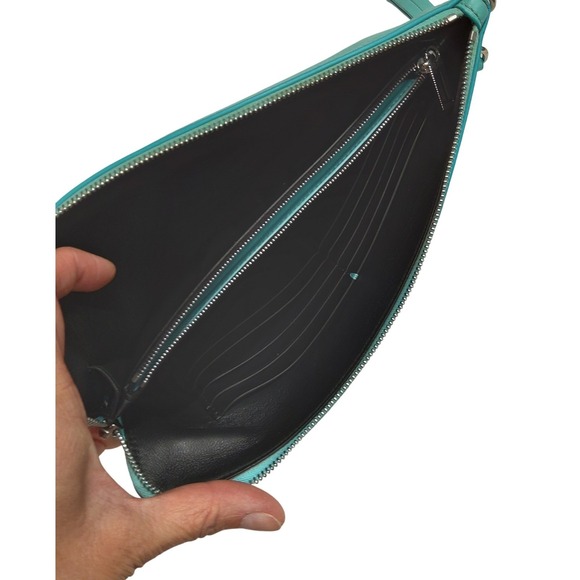 Tiffany & Co. Tiff. Blue Leather Signature Portfolio Clutch Italy *SOME WEAR - Picture 8 of 11